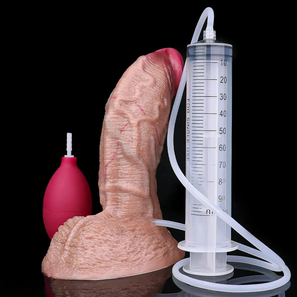 7.16in Double Density Silicone Soft Ejaculating Dildo For Suction Cup Dick