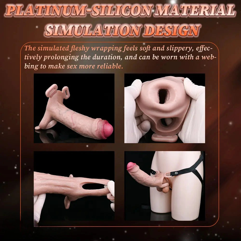 7.16in Strap on Penis Extender Uncut Cock Sleeve Dildo For G-Spot Anal Sex