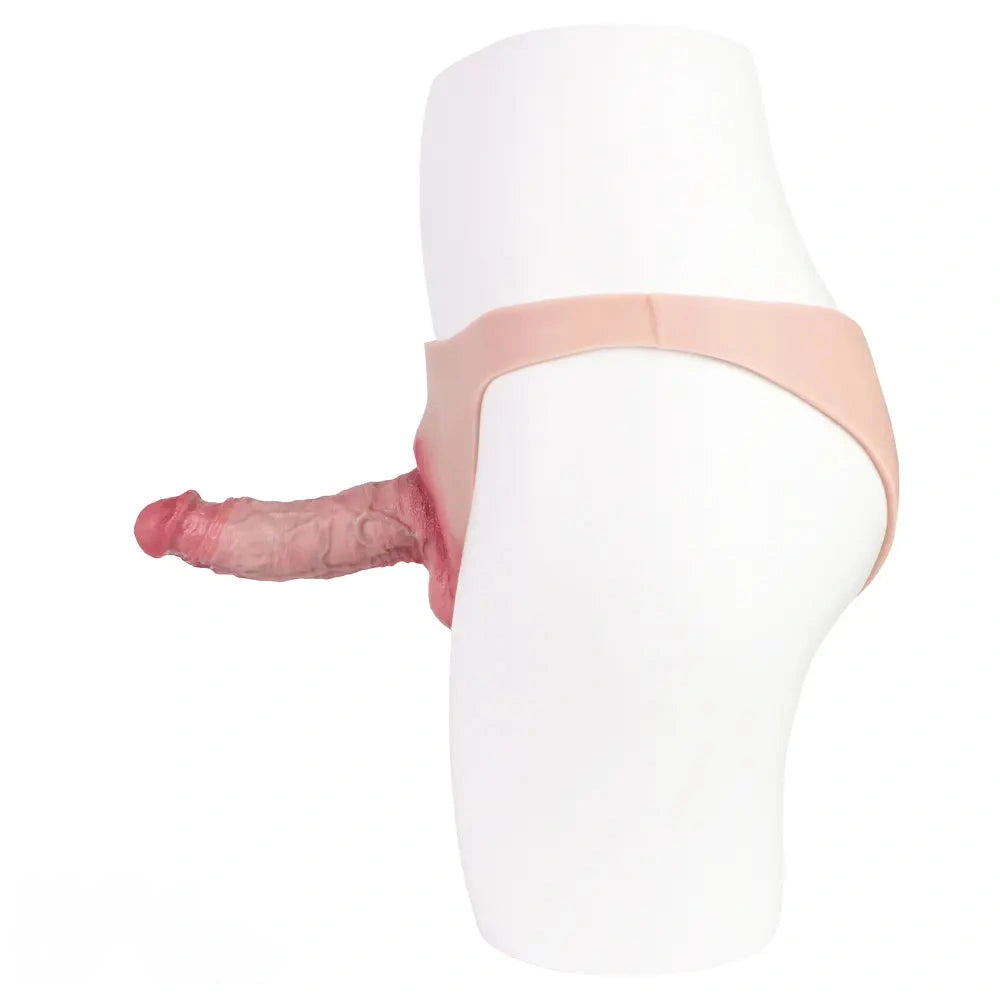 7.17in Hollow Penis Dildo Sleeve Silicone Soft Pants Male Female Masturbator