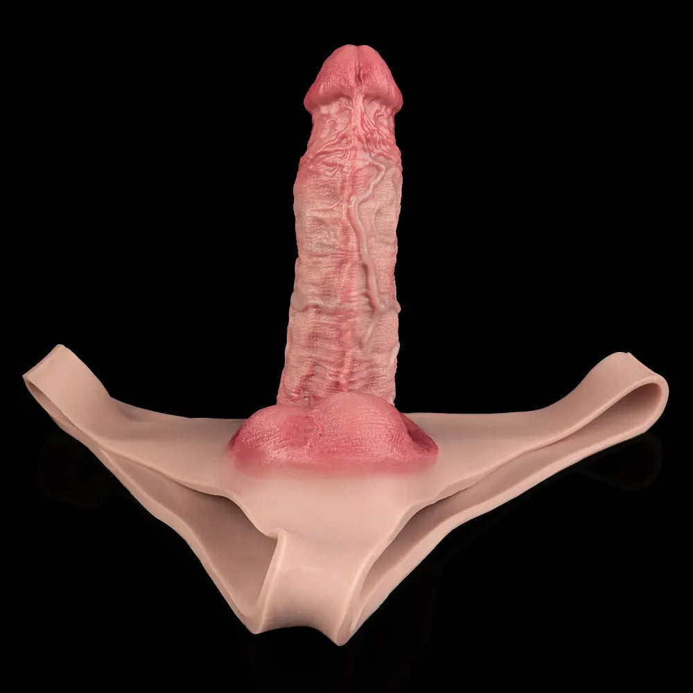 7.17in Hollow Penis Dildo Sleeve Silicone Soft Pants Male Female Masturbator
