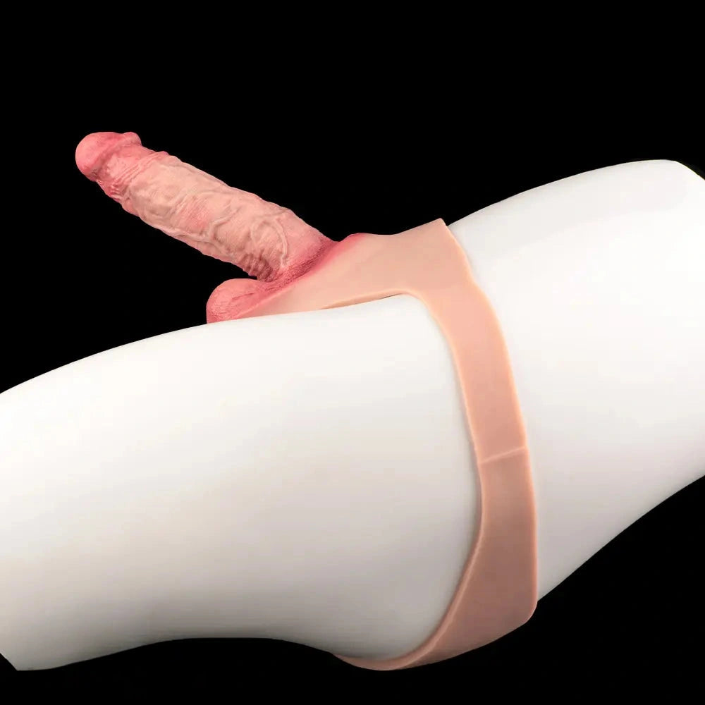 7.17in Hollow Penis Dildo Sleeve Silicone Soft Pants Male Female Masturbator