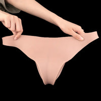 7.17in Hollow Penis Dildo Sleeve Silicone Soft Pants Male Female Masturbator