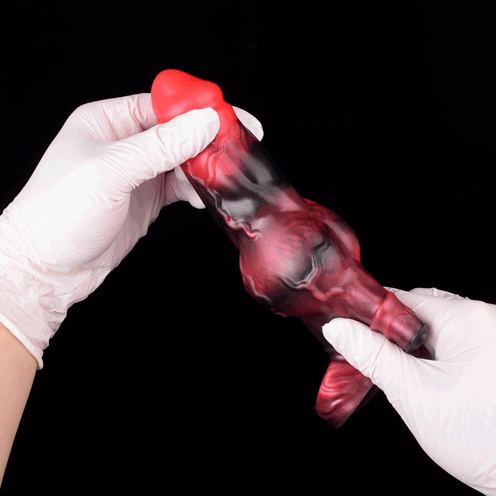 7.17in Silicone Animal Cock Sleeve Knot Vibrating Hollow Dildo With Cock Ring