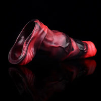 7.17in Silicone Animal Cock Sleeve Knot Vibrating Hollow Dildo With Cock Ring