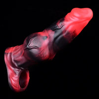 7.17in Silicone Animal Cock Sleeve Knot Vibrating Hollow Dildo With Cock Ring