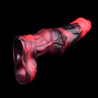 7.17in Silicone Animal Cock Sleeve Knot Vibrating Hollow Dildo With Cock Ring