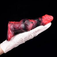 7.17in Silicone Animal Cock Sleeve Knot Vibrating Hollow Dildo With Cock Ring