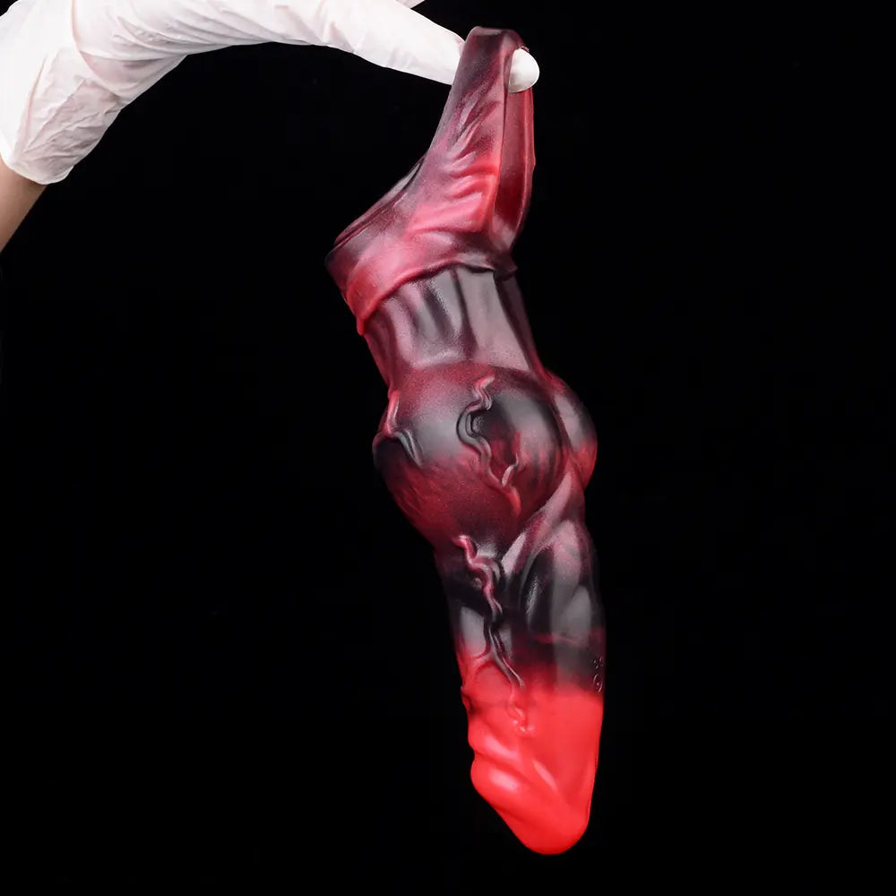 7.17in Silicone Animal Cock Sleeve Knot Vibrating Hollow Dildo With Cock Ring