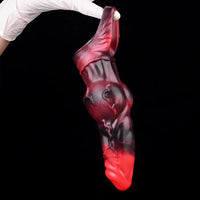 7.17in Silicone Animal Cock Sleeve Knot Vibrating Hollow Dildo With Cock Ring