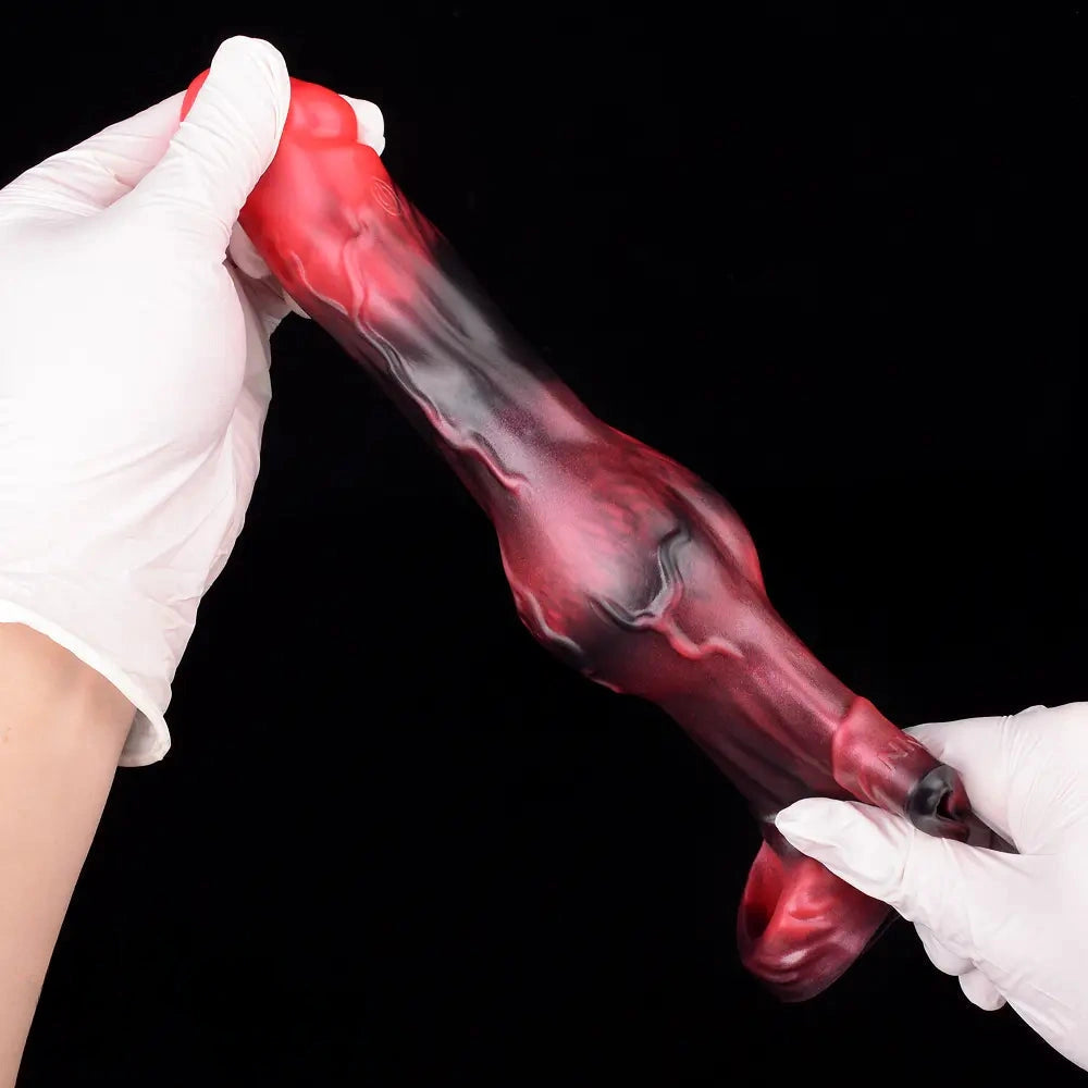 7.17in Silicone Animal Cock Sleeve Knot Vibrating Hollow Dildo With Cock Ring