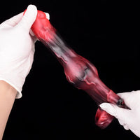 7.17in Silicone Animal Cock Sleeve Knot Vibrating Hollow Dildo With Cock Ring