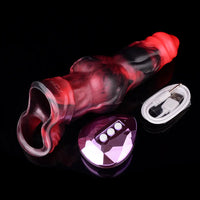 7.17in Silicone Animal Cock Sleeve Knot Vibrating Hollow Dildo With Cock Ring
