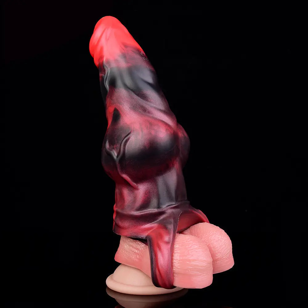 7.17in Silicone Animal Cock Sleeve Knot Vibrating Hollow Dildo With Cock Ring