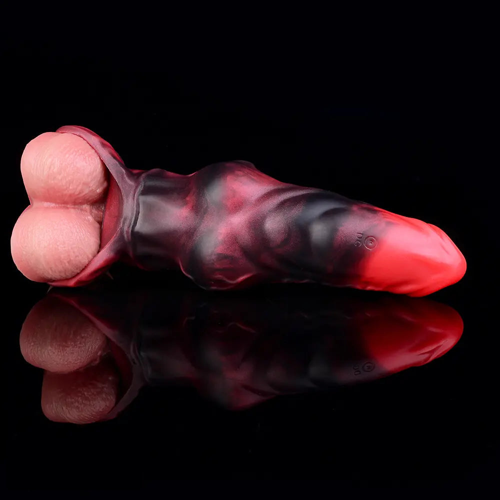 7.17in Silicone Animal Cock Sleeve Knot Vibrating Hollow Dildo With Cock Ring