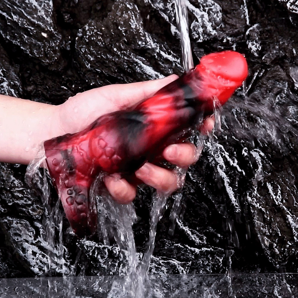 7.17in Silicone Dog Cock Sleeve Knot Vibrating Automatic Hollow Female Dildo