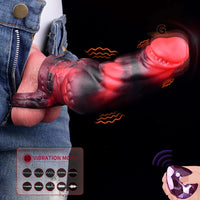 7.17in Silicone Dog Cock Sleeve Knot Vibrating Automatic Hollow Female Dildo