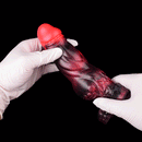 7.17in Silicone Dog Cock Sleeve Knot Vibrating Automatic Hollow Female Dildo