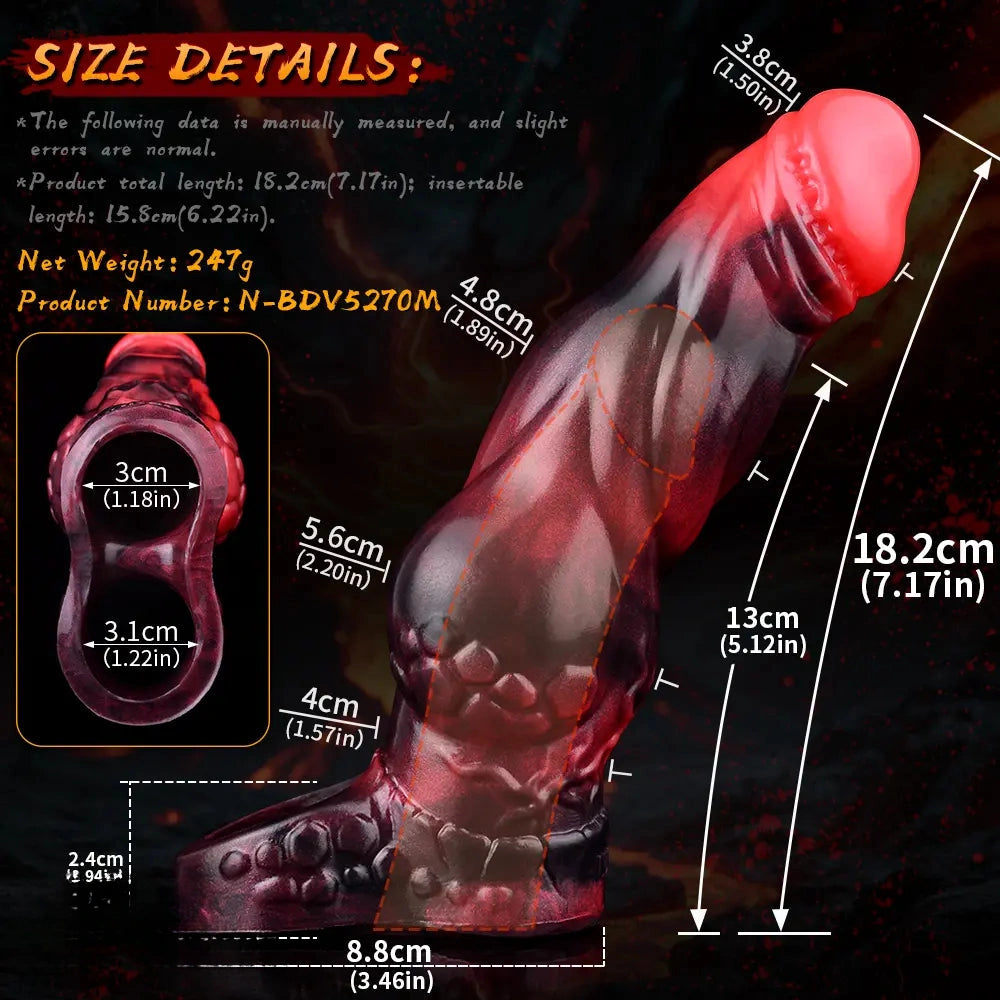 7.17in Silicone Dog Cock Sleeve Knot Vibrating Automatic Hollow Female Dildo