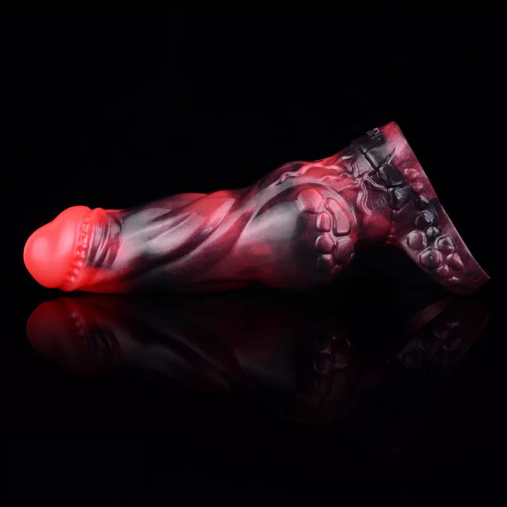 7.17in Silicone Dog Cock Sleeve Knot Vibrating Automatic Hollow Female Dildo