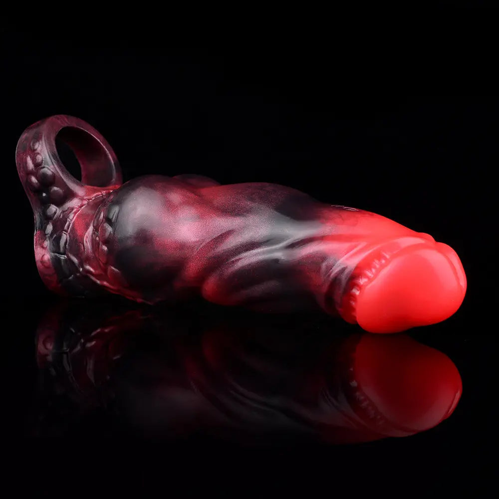 7.17in Silicone Dog Cock Sleeve Knot Vibrating Automatic Hollow Female Dildo