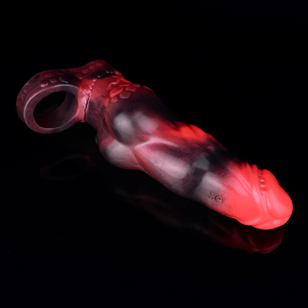 7.17in Silicone Dog Cock Sleeve Knot Vibrating Automatic Hollow Female Dildo