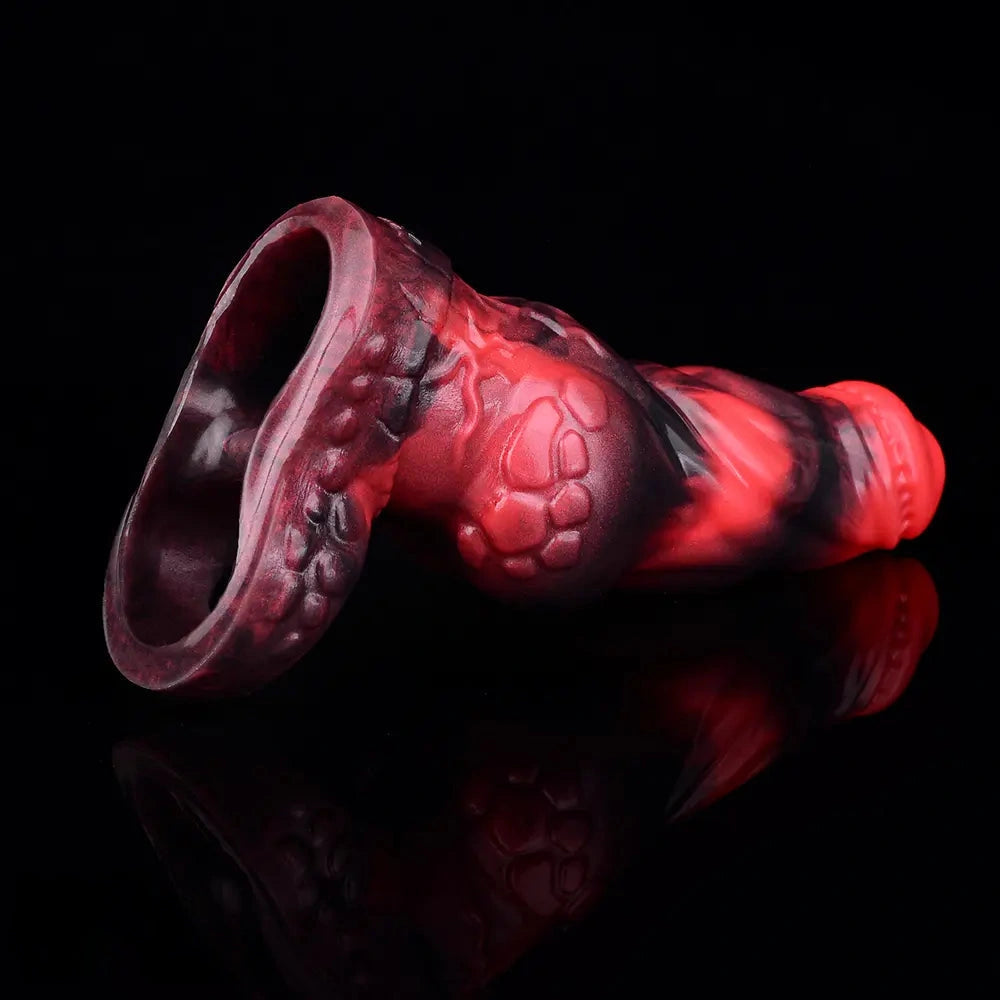 7.17in Silicone Dog Cock Sleeve Knot Vibrating Automatic Hollow Female Dildo