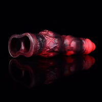 7.17in Silicone Dog Cock Sleeve Knot Vibrating Automatic Hollow Female Dildo