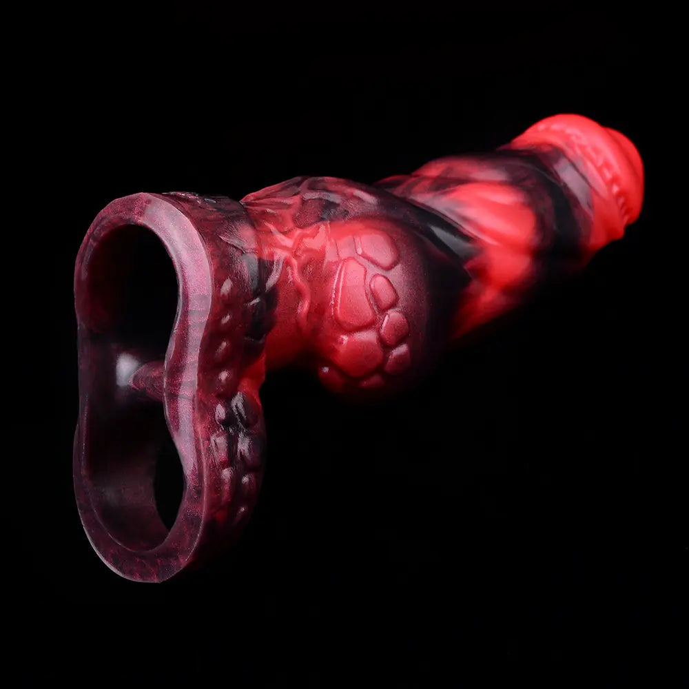 7.17in Silicone Dog Cock Sleeve Knot Vibrating Automatic Hollow Female Dildo
