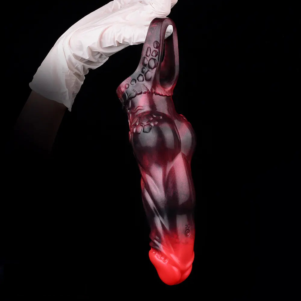 7.17in Silicone Dog Cock Sleeve Knot Vibrating Automatic Hollow Female Dildo