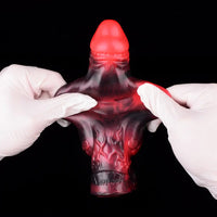 7.17in Silicone Dog Cock Sleeve Knot Vibrating Automatic Hollow Female Dildo