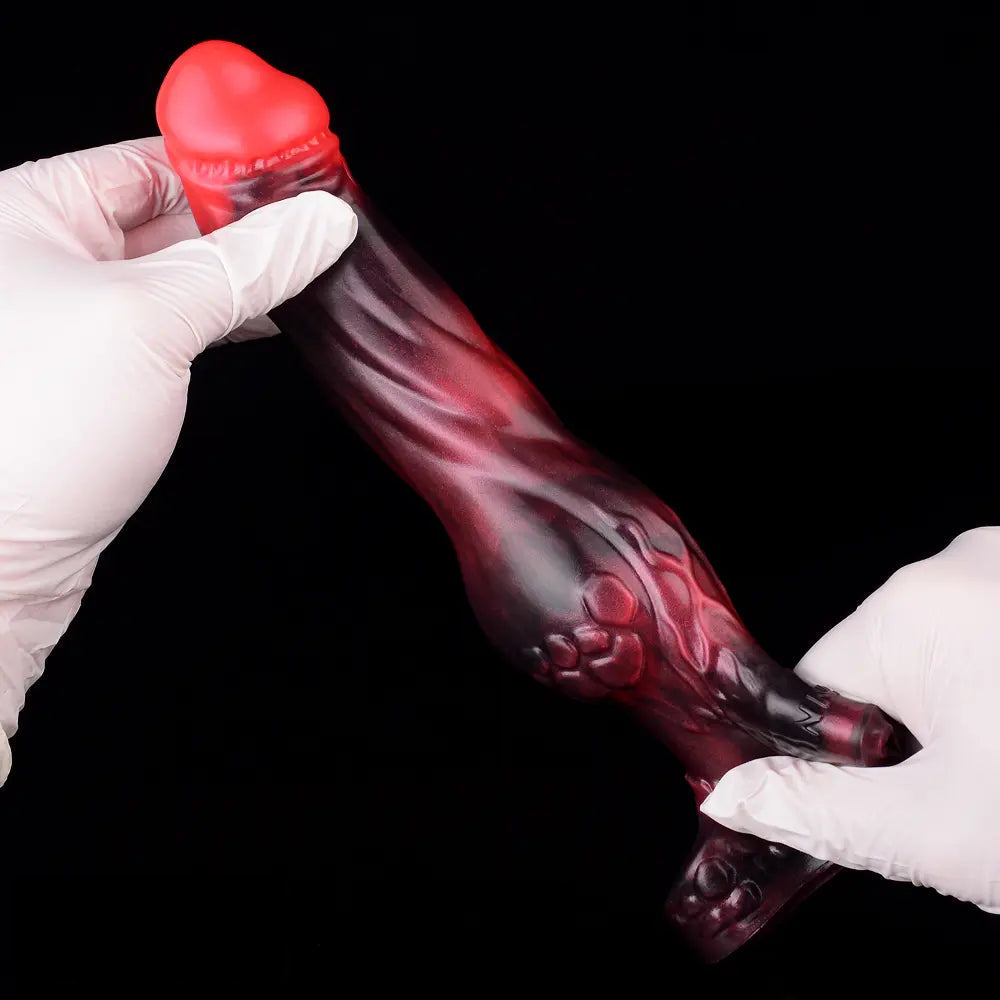 7.17in Silicone Dog Cock Sleeve Knot Vibrating Automatic Hollow Female Dildo