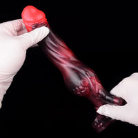 7.17in Silicone Dog Cock Sleeve Knot Vibrating Automatic Hollow Female Dildo