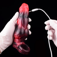 7.17in Silicone Dog Cock Sleeve Knot Vibrating Automatic Hollow Female Dildo