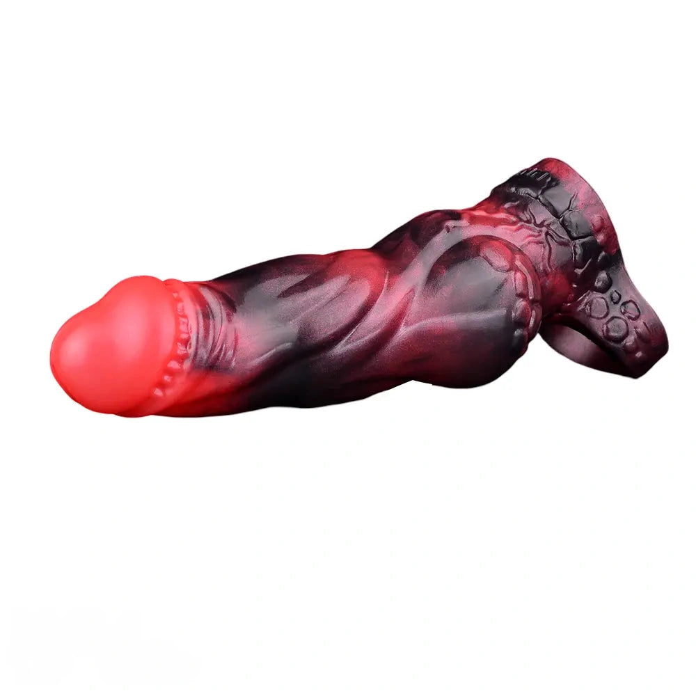 7.17in Silicone Dog Cock Sleeve Knot Vibrating Automatic Hollow Female Dildo