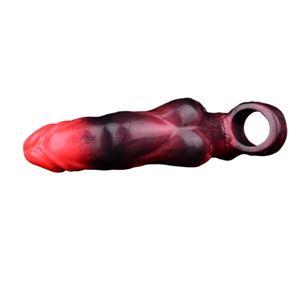 7.17in Silicone Dog Cock Sleeve Knot Vibrating Automatic Hollow Female Dildo