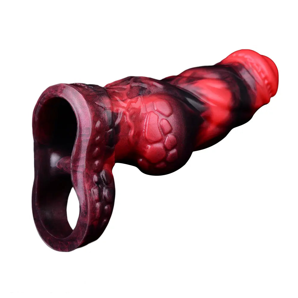 7.17in Silicone Dog Cock Sleeve Knot Vibrating Automatic Hollow Female Dildo