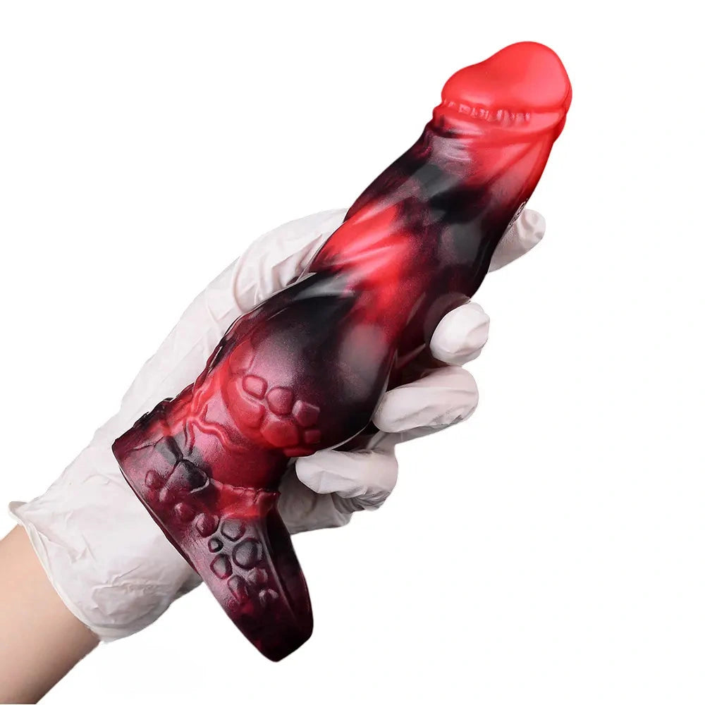 7.17in Silicone Dog Cock Sleeve Knot Vibrating Automatic Hollow Female Dildo