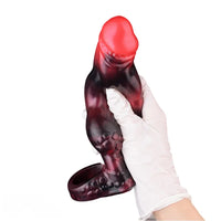 7.17in Silicone Dog Cock Sleeve Knot Vibrating Automatic Hollow Female Dildo