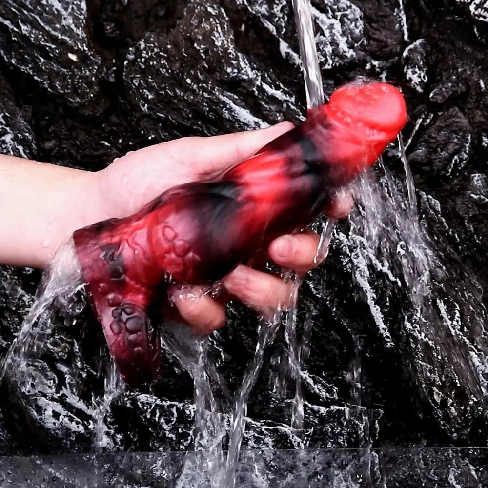 7.17in Silicone Dog Cock Sleeve Knot Vibrating Automatic Hollow Female Dildo