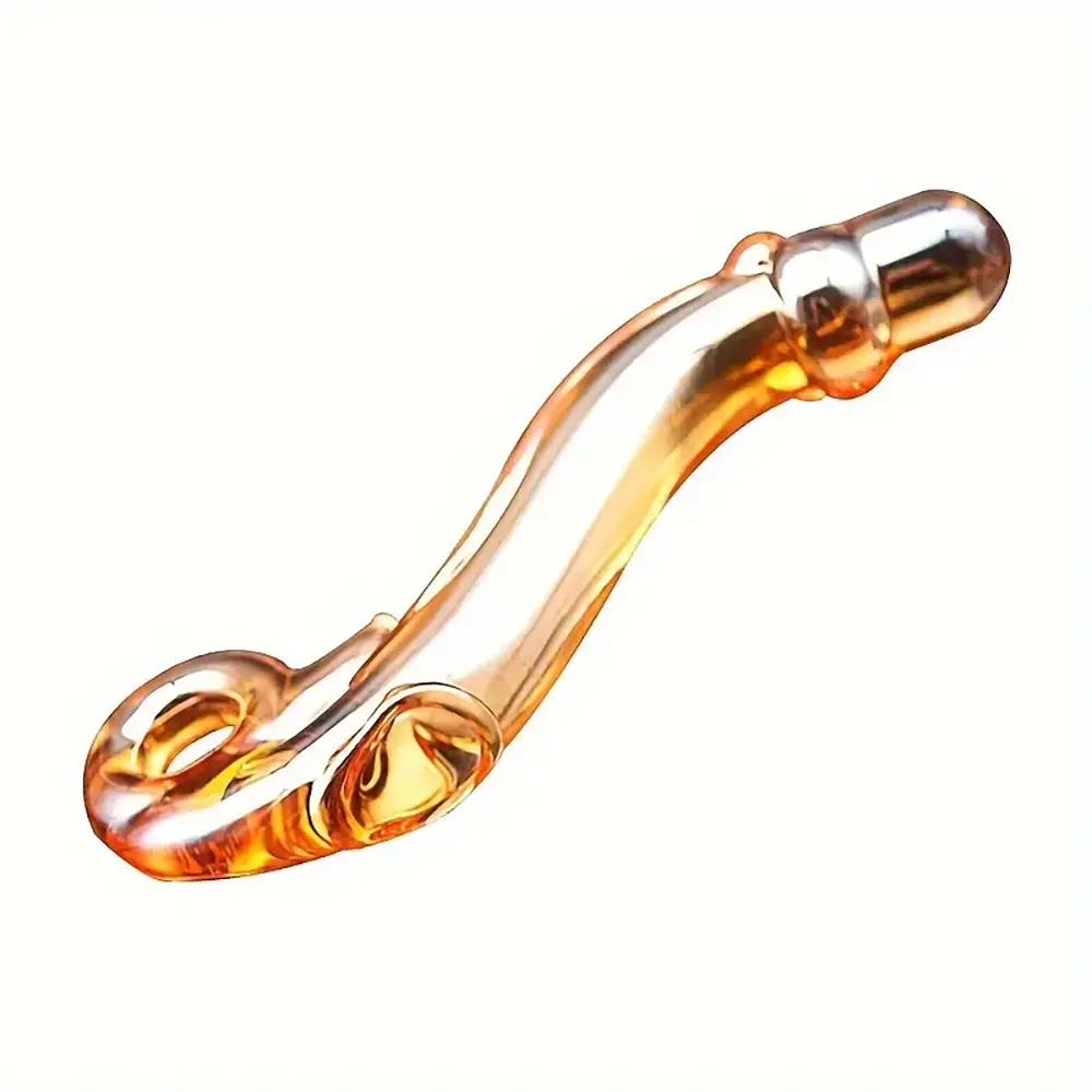 7.1in Handcrafted Glass Curved Anal Dildo For Couples Men Women