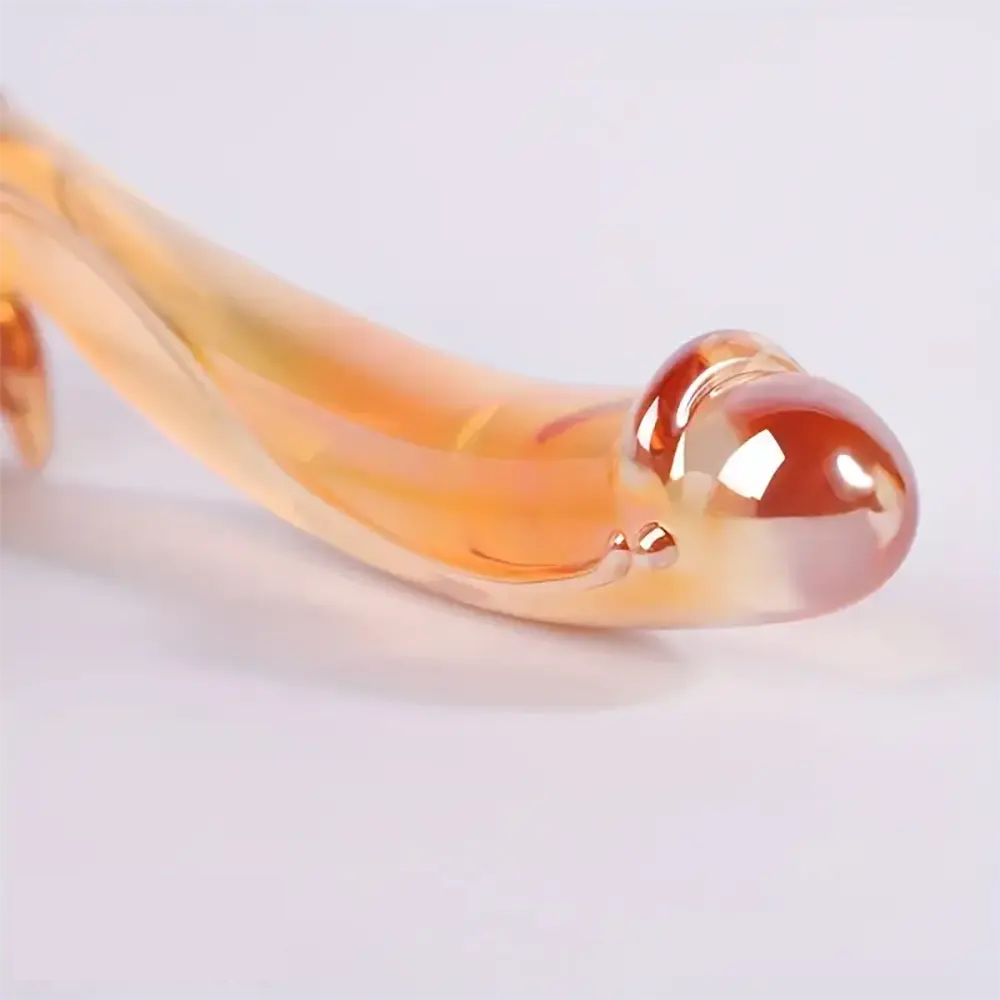 7.1in Handcrafted Glass Curved Anal Dildo For Couples Men Women