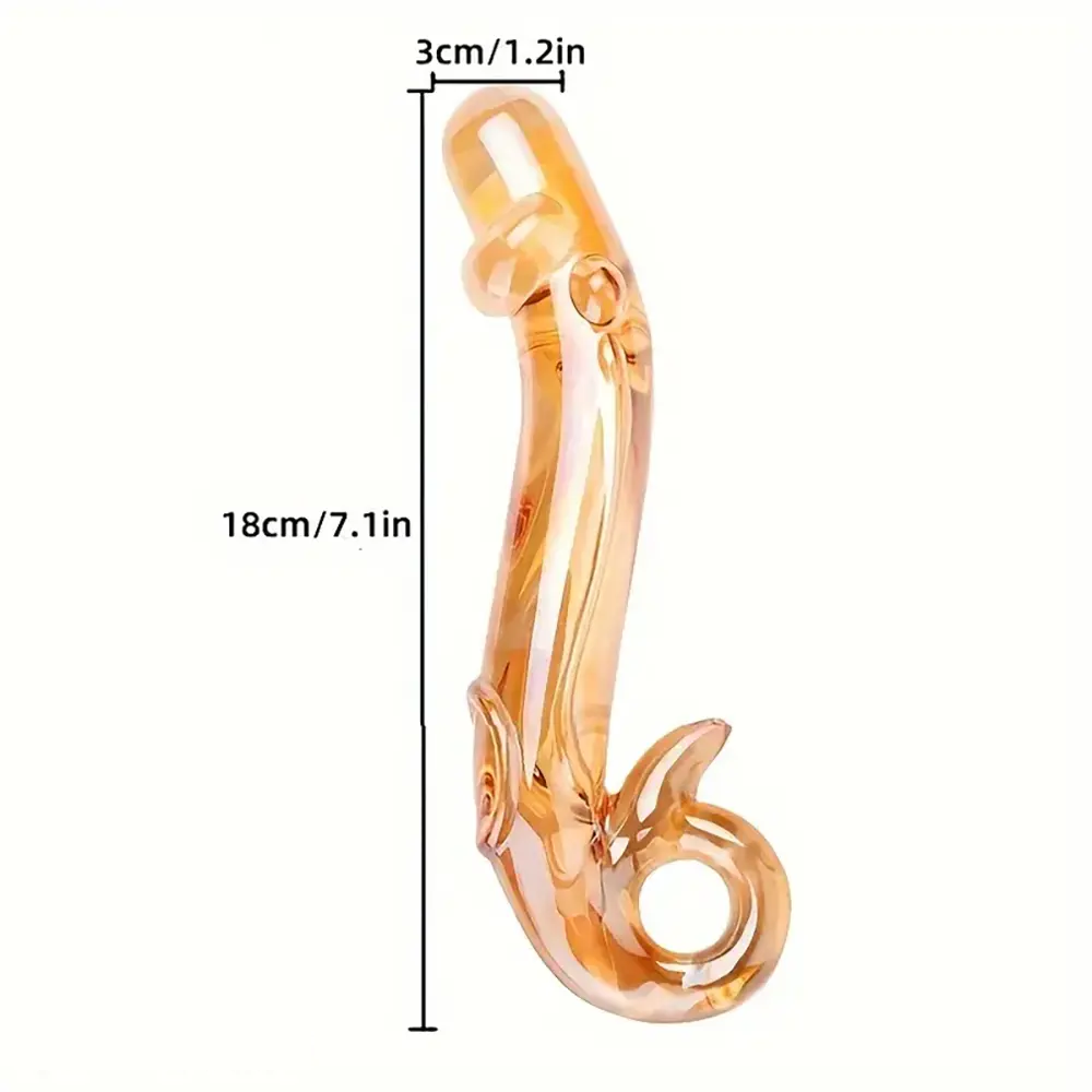 7.1in Handcrafted Glass Curved Anal Dildo For Couples Men Women