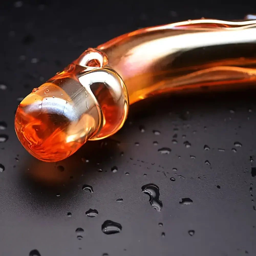7.1in Handcrafted Glass Curved Anal Dildo For Couples Men Women