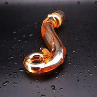 7.1in Handcrafted Glass Curved Anal Dildo For Couples Men Women