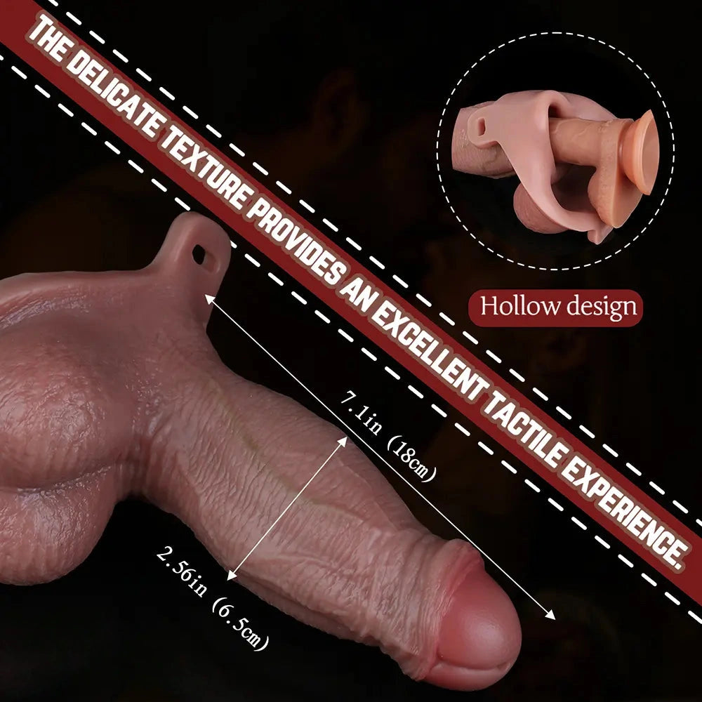 7.1in Hollow Strap on Real Uncut Dildo Adult Sex Toy For Women