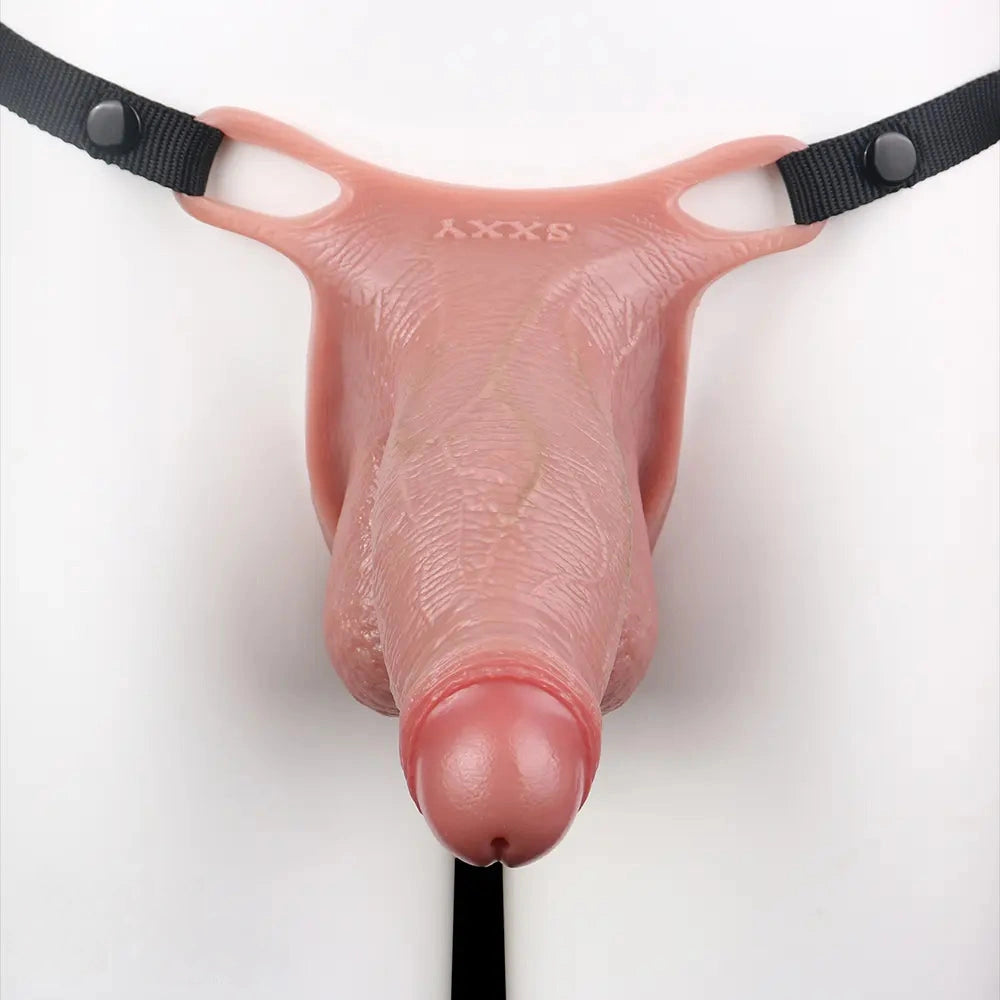 7.1in Hollow Strap on Real Uncut Dildo Adult Sex Toy For Women