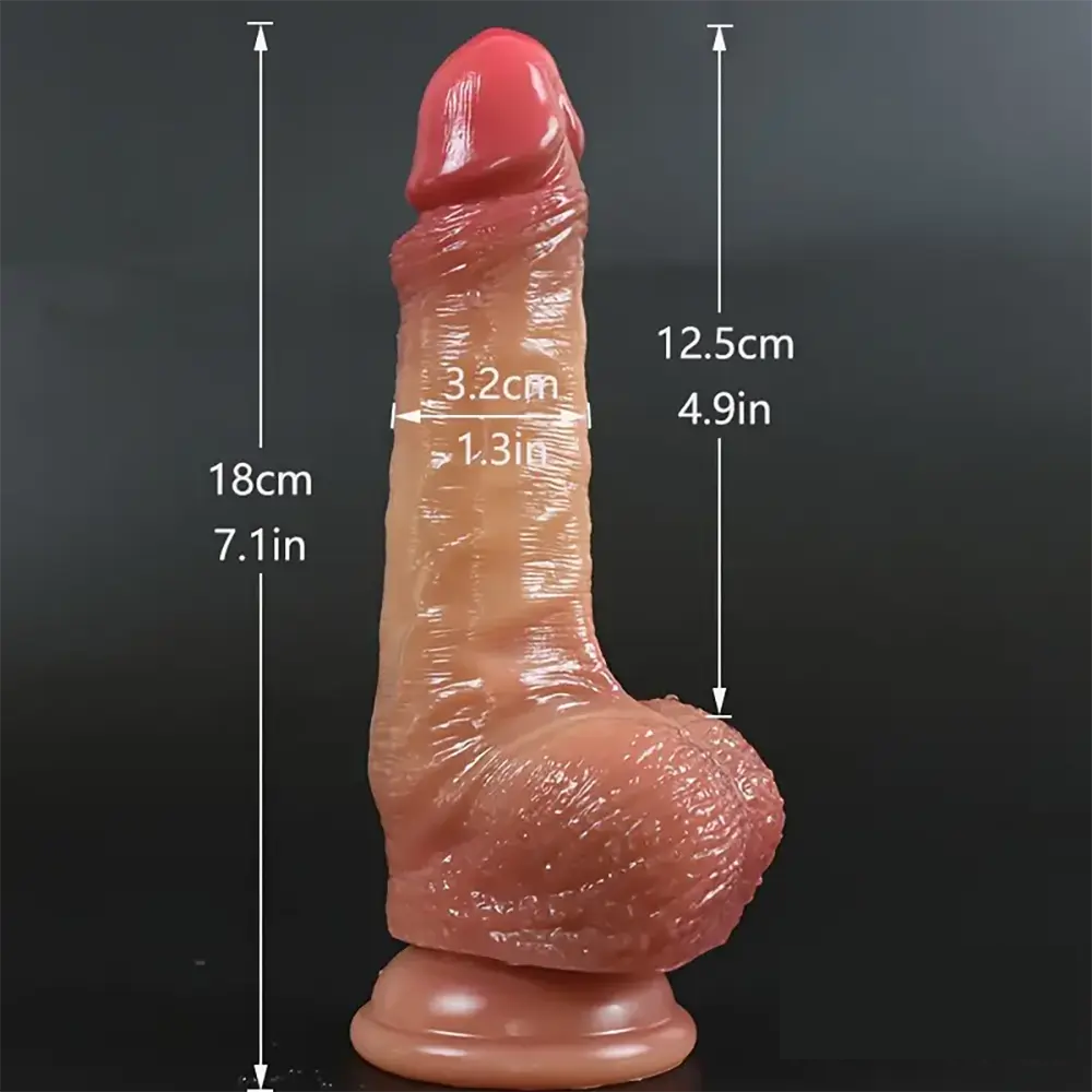 7.1in Lifelike Silicone Soft Dildo With Sliding Skin For Women Men