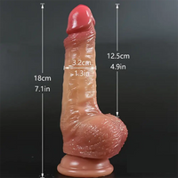 7.1in Lifelike Silicone Soft Dildo With Sliding Skin For Women Men