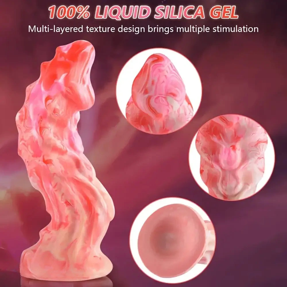 7.1in Soft Silicone Fantasy Fire Feeling Monster Dildo For Women Men