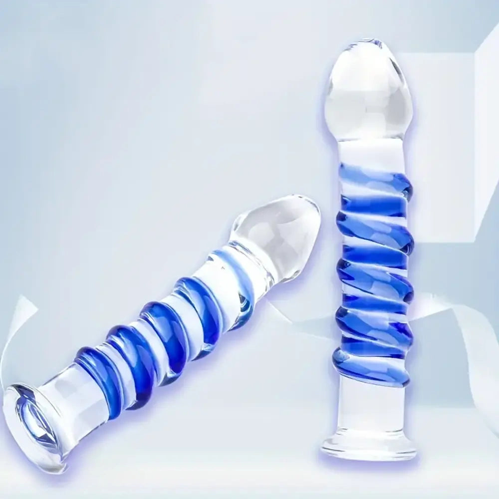 7.1in Spiral Glass Dildo Crystal Penis Adult Sex Toy For Women Men